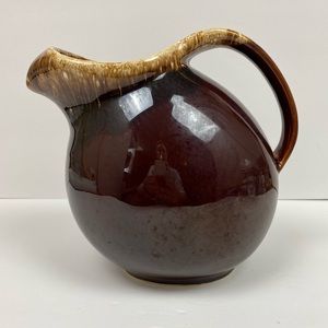 Hull Oven Proof Ball Pitcher Ice Lip Brown Drip